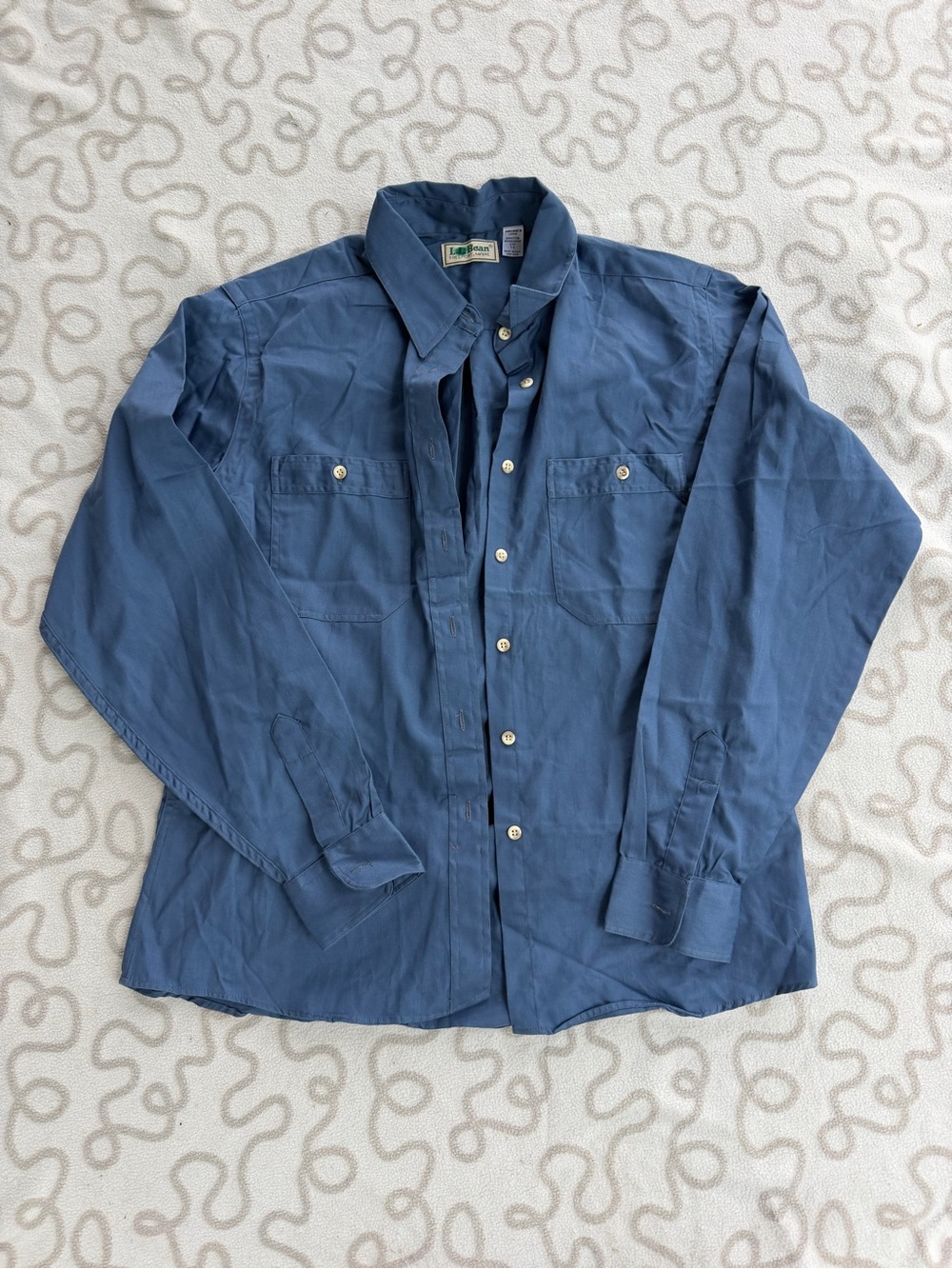 Vintage L.L. Bean Women's Button-Down Shirt in Slate Blue